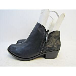 Lucky Brand Womens Size 7 W Wide Width Black Leather Ankle Zip Boots Bootie